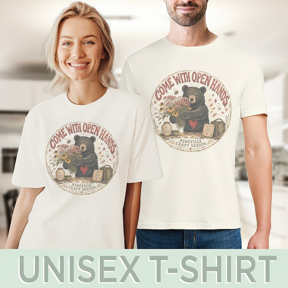 Bear with Flowers Artisanal Graphic Tee Botanical Illustration Natural - Picture 4 of 5